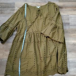 Olive green eyelet boho style, new no tags